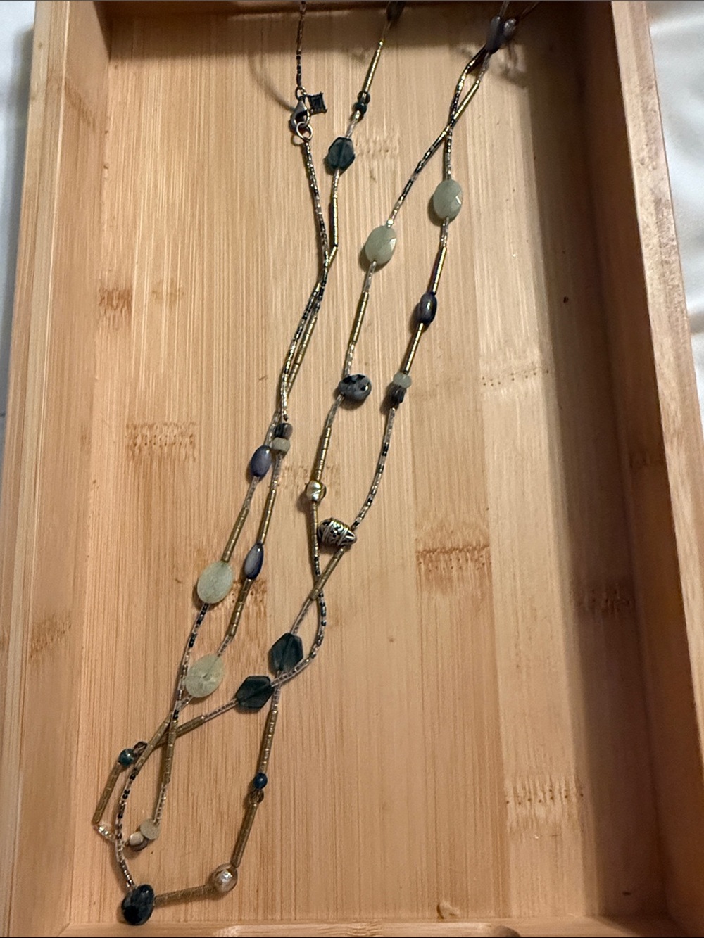 Silpada Green and Gold Multi-Strand Beaded Necklace
